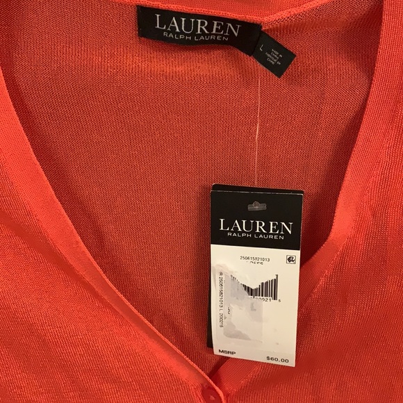 BNWT LAUREN RALP LAUREN Orange Cardigan Size Large - Picture 2 of 2